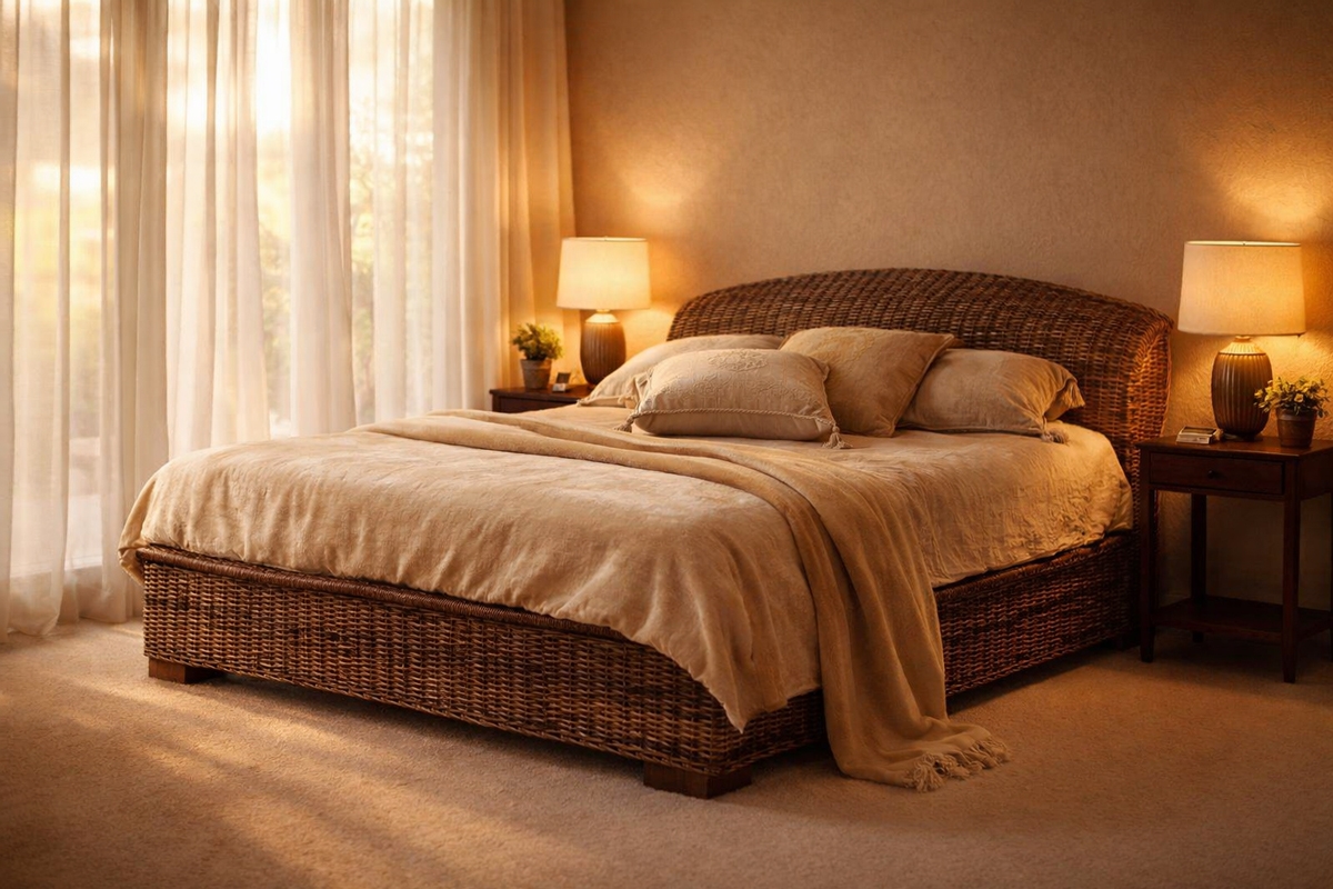 Retró - double bed - Rattan