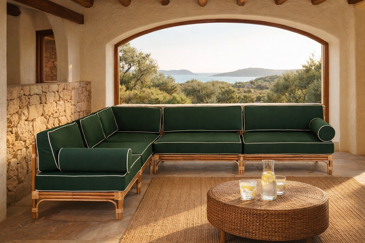 Mediterraneo - divano ad angolo - Rattan